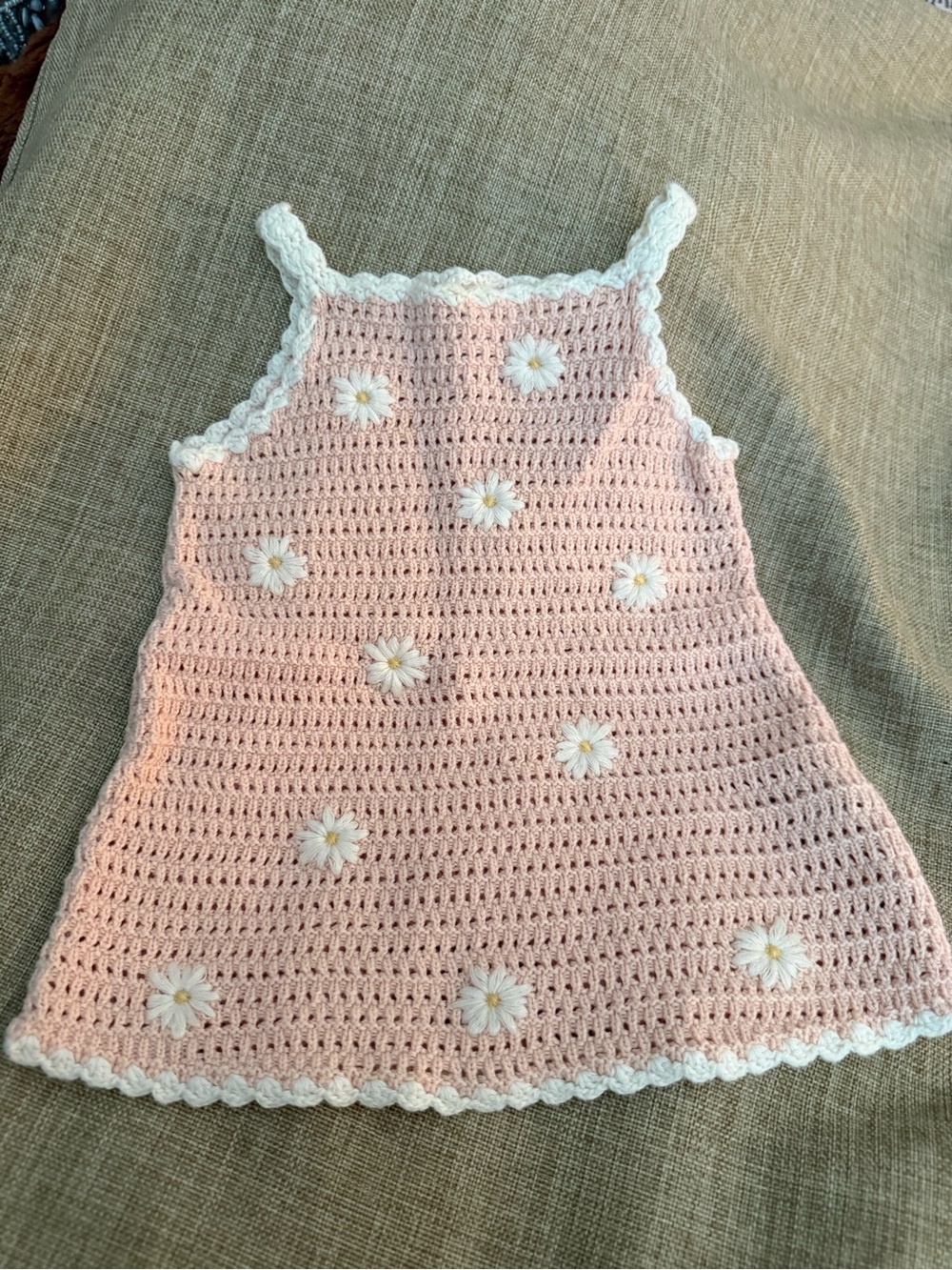 Zara Pink Crochet Daisy Tank Top for Kids